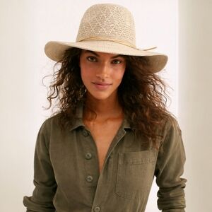 Free People Santa Barbara  Fedora Sun Beach Hat Beige One Size Packable